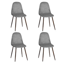 Load image into Gallery viewer, Set of 4 Scandinavian Velvet Dining Chairs, Light Grey
