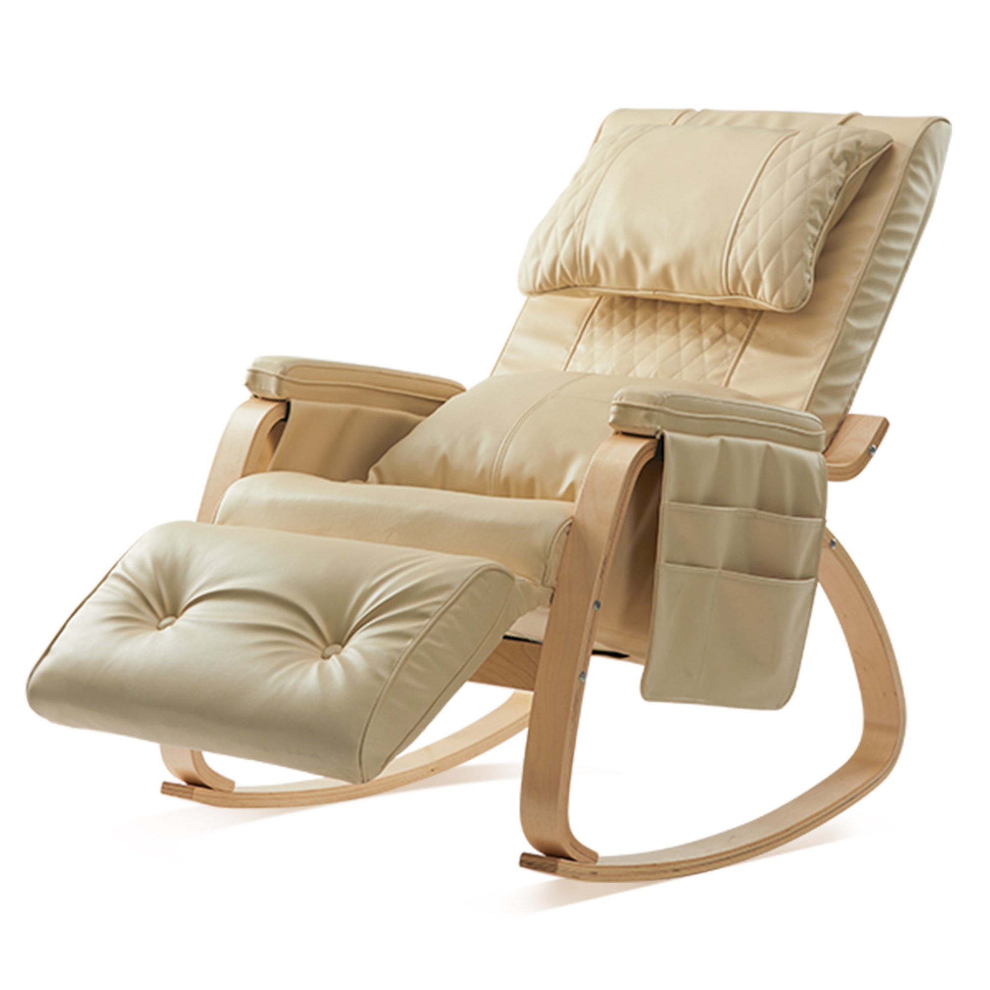 Reclining Cream White Leather Rocking Chair