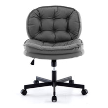 Cargar imagen en el visor de la galería, Adjustable Armless Wide PU Leather Swivel Office Chair, Smoke Grey
