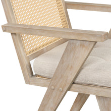 Load image into Gallery viewer, Mid Century Accent Arm Chair with Handcrafted Rattan Backrest and Padded Seat (Natural)
