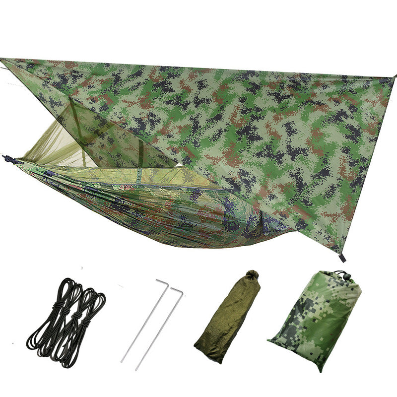 Outdoor Double 260x140cm Lightweight Parachute Camping Hammock with Mosquito Net and Rain Fly Tarp