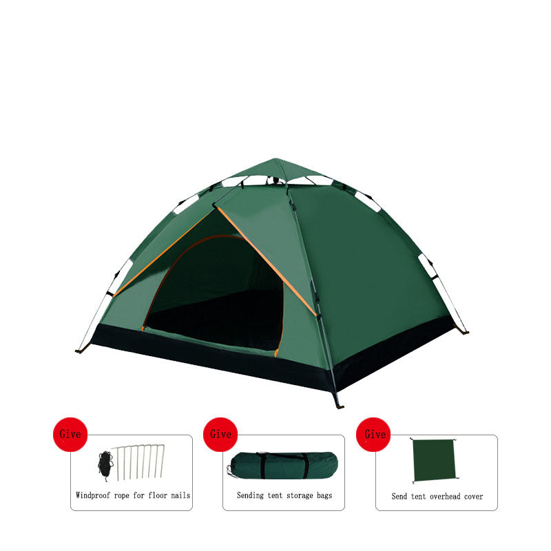 Outdoor Automatic Quick Open Two Door Breathable Rainproof Camping Tent with Sunscreen