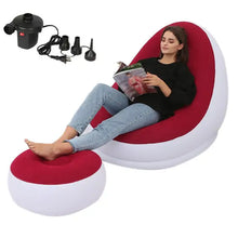 Carica l&#39;immagine nel visualizzatore di Gallery, Inflatable Air Mattress with Leg Stool for Indoor/Outdoor Use (3 colors)
