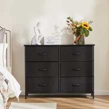 Cargar imagen en el visor de la galería, Sweetcrispy 6 Drawer Dresser with Metal Frame and Wooden Top for TV, Brown
