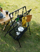 Cargar imagen en el visor de la galería, Picnic and Camping Multifunctional Outdoor Folding Drying + Storage Shelf/Rack
