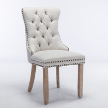 Cargar imagen en el visor de la galería, High-end Tufted Solid Wood Contemporary Flax Upholstered Dining Chair with Wood Legs Nailhead Trim 2-Pcs Set, Light Gray
