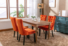 Cargar imagen en el visor de la galería, High-end Tufted Solid Wood Contemporary Velvet Upholstered Dining Chair with Wood Legs Nailhead Trim 2-Pcs Set, Orange
