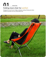 Cargar imagen en el visor de la galería, Portable Folding Outdoor Heighten Moon Chair (Black, Gray, Yellow, Orange)
