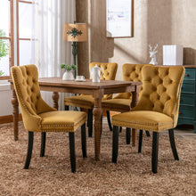 Cargar imagen en el visor de la galería, High-end Tufted Solid Wood Contemporary Velvet Upholstered Dining Chair with Wood Legs Nailhead Trim 2-Pcs Set, Golden
