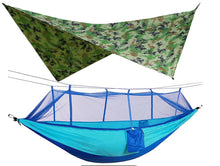 Cargar imagen en el visor de la galería, Outdoor Double 260x140cm Lightweight Parachute Camping Hammock with Mosquito Net and Rain Fly Tarp
