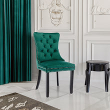 Cargar imagen en el visor de la galería, High-end Tufted Solid Wood Contemporary Velvet Upholstered Dining Chair with Wood Legs Nailhead Trim 2-Pcs Set, Green
