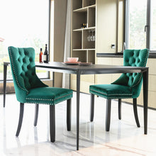 Cargar imagen en el visor de la galería, High-end Tufted Solid Wood Contemporary Velvet Upholstered Dining Chair with Wood Legs Nailhead Trim 2-Pcs Set, Green
