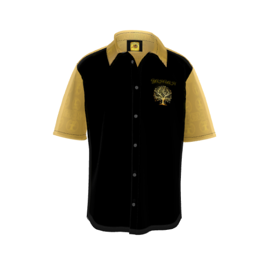 Yahuah-Tree of Life 01 Elect Men's Designer Spread Collar Short Sleeve Dress Shirt