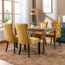 Cargar imagen en el visor de la galería, High-end Tufted Solid Wood Contemporary Velvet Upholstered Dining Chair with Wood Legs Nailhead Trim 2-Pcs Set, Golden
