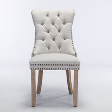 Cargar imagen en el visor de la galería, High-end Tufted Solid Wood Contemporary Flax Upholstered Dining Chair with Wood Legs Nailhead Trim 2-Pcs Set, Light Gray
