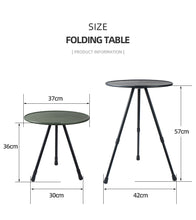 Charger l&#39;image dans la galerie, Lightweight Portable Aluminum Height Adjustable Small Round Outdoor Folding Picnic/Camping Table (Black/Green)
