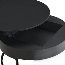 Cargar imagen en el visor de la galería, Modern Round Lift-top Nesting Coffee Tables with 2 Drawers, White &amp; Black
