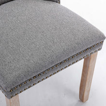 Cargar imagen en el visor de la galería, High-end Tufted Solid Wood Contemporary Flax Upholstered Linen Dining Chair with Wood Legs Nailhead Trim 2-Pcs Set, Gray
