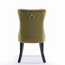 Cargar imagen en el visor de la galería, High-end Tufted Solid Wood Contemporary Velvet Upholstered Dining Chair with Wood Legs Nailhead Trim 2-Pcs Set, Olive Green
