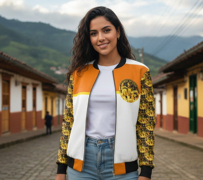 ARMOR OF GOD 01 Ladies Designer Reversible Silk Bomber Jacket