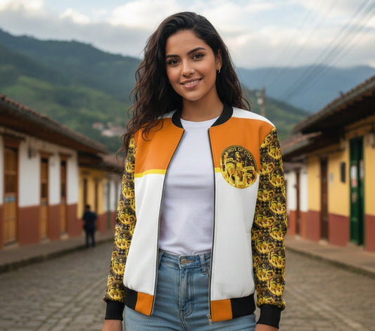 ARMOR OF GOD 01 Ladies Designer Reversible Silk Bomber Jacket