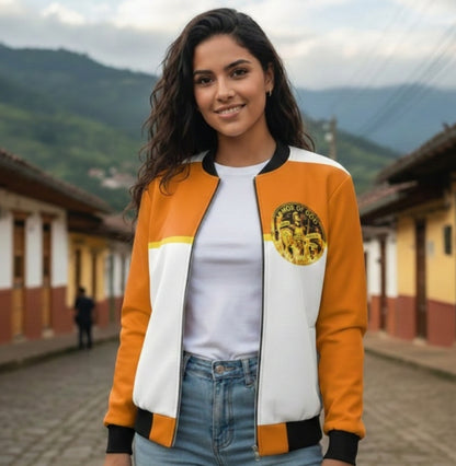 ARMOR OF GOD 01 Ladies Designer Reversible Silk Bomber Jacket