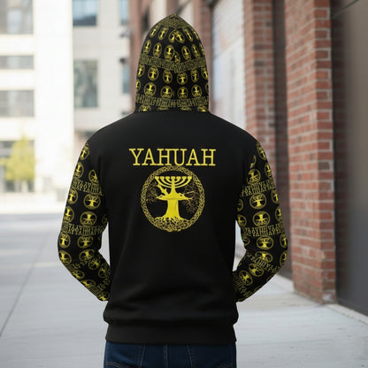 Yahuah-Tree of Life 02-01 Elect Designer Sudadera con capucha unisex con cremallera completa 