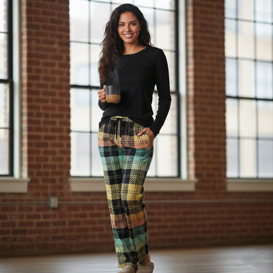 Picture Plaided 01-01 Designer Open Bottom Lounge Joggers