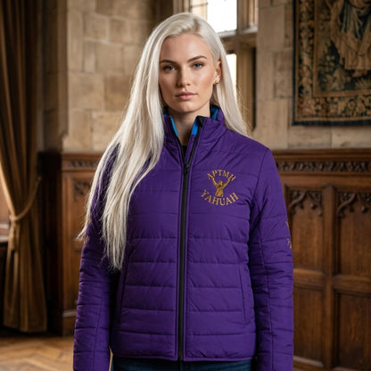 All Praise The Most High Yahuah 01-01 Women's Puffer Jacket, Purple