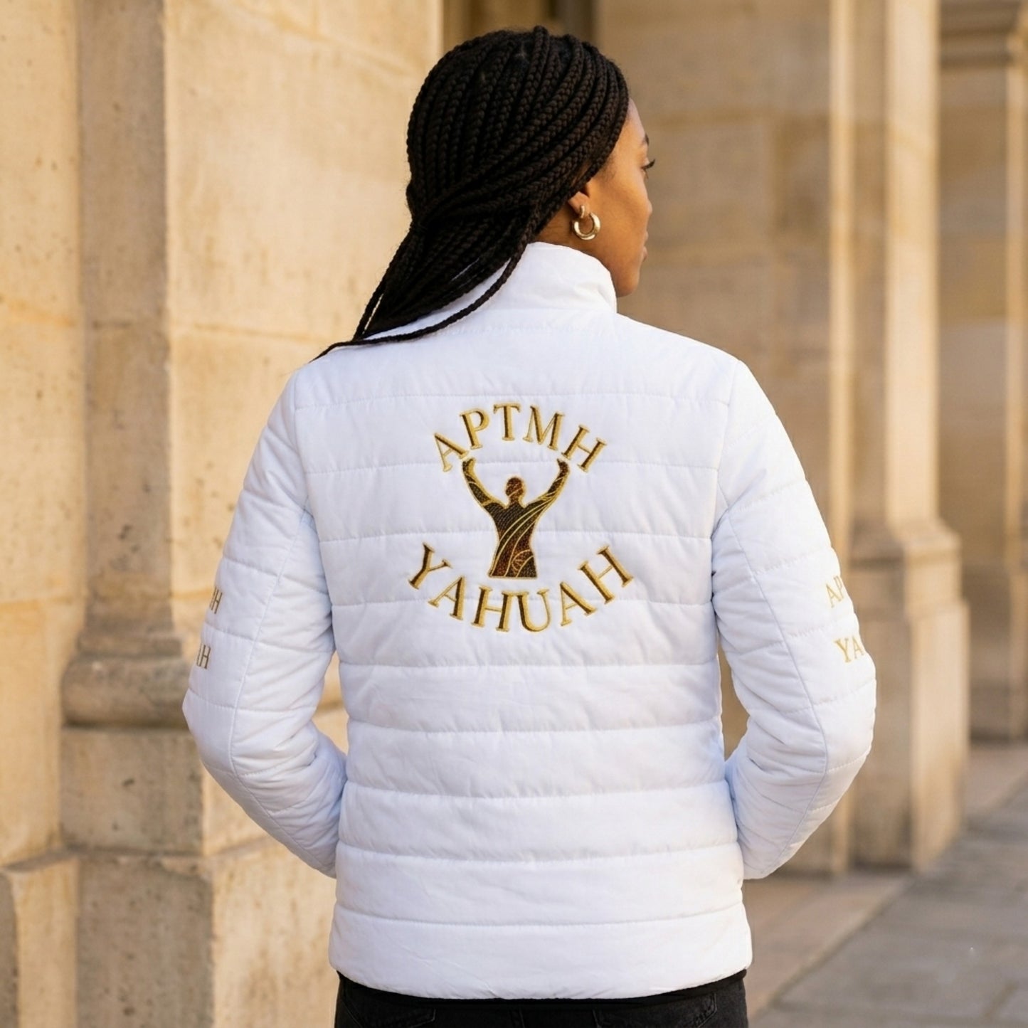 All Praise The Most High Yahuah 01-01 Women's Puffer Jacket, White