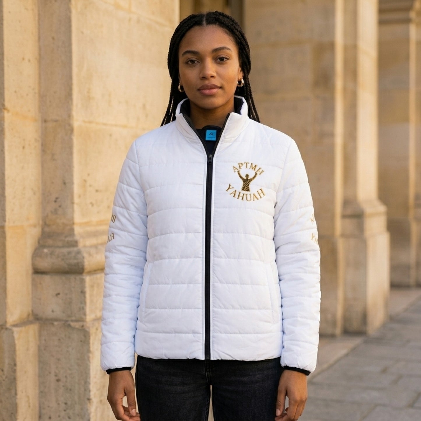 All Praise The Most High Yahuah 01-01 Women's Puffer Jacket, White