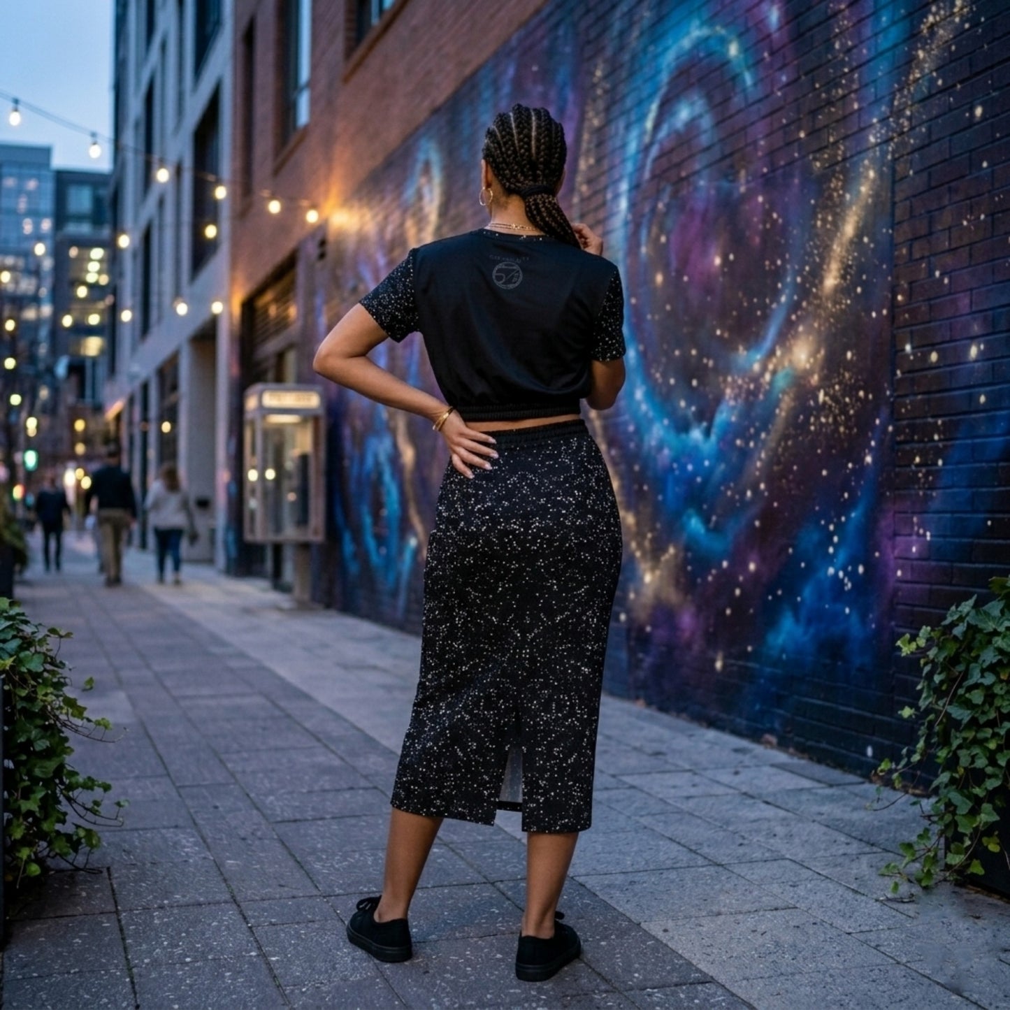 Call Heaven Designer Fashion Triblend Cropped Short Sleeve Sweatshirt and Pocket Maxi Skirt Set