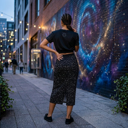 Call Heaven Designer Fashion Triblend Cropped Short Sleeve Sweatshirt and Pocket Maxi Skirt Set