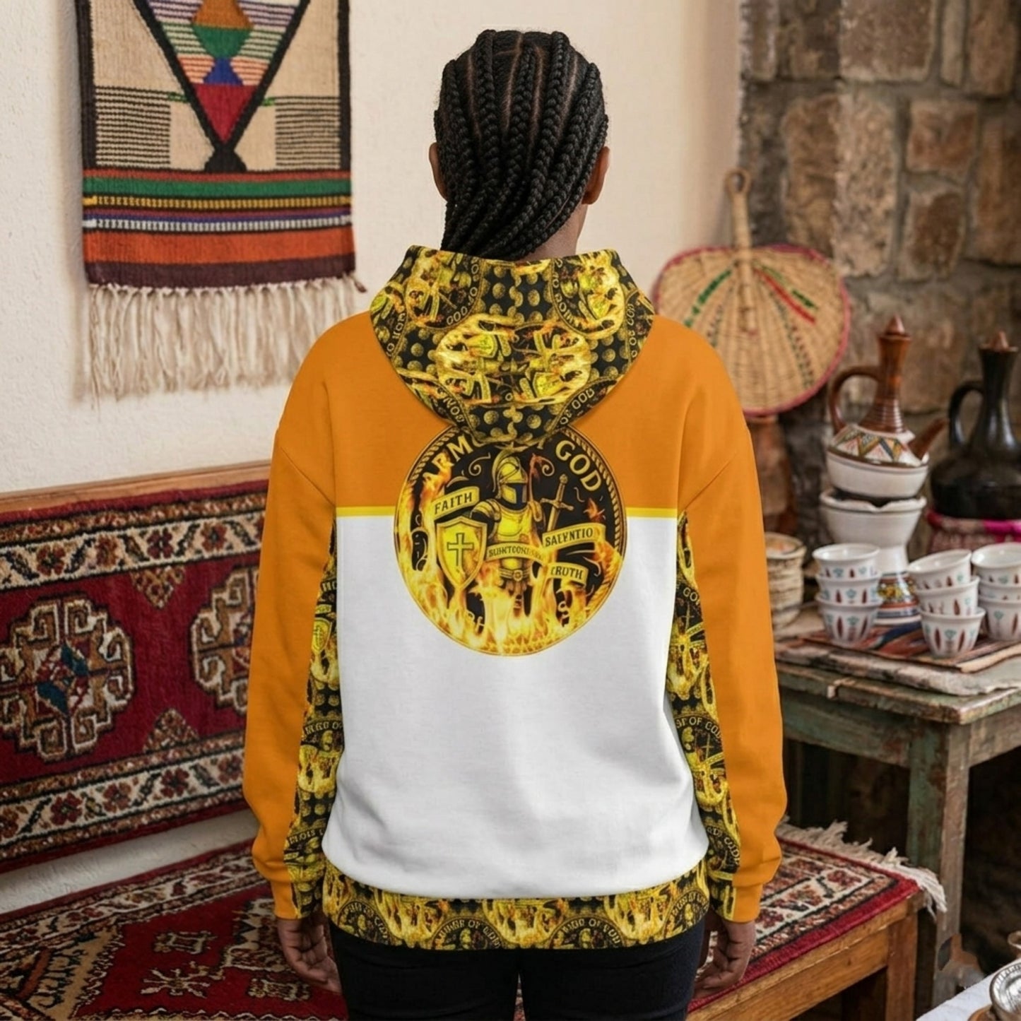 ARMOR OF GOD 01 Ladies Designer Drop Shoulder Hoodie