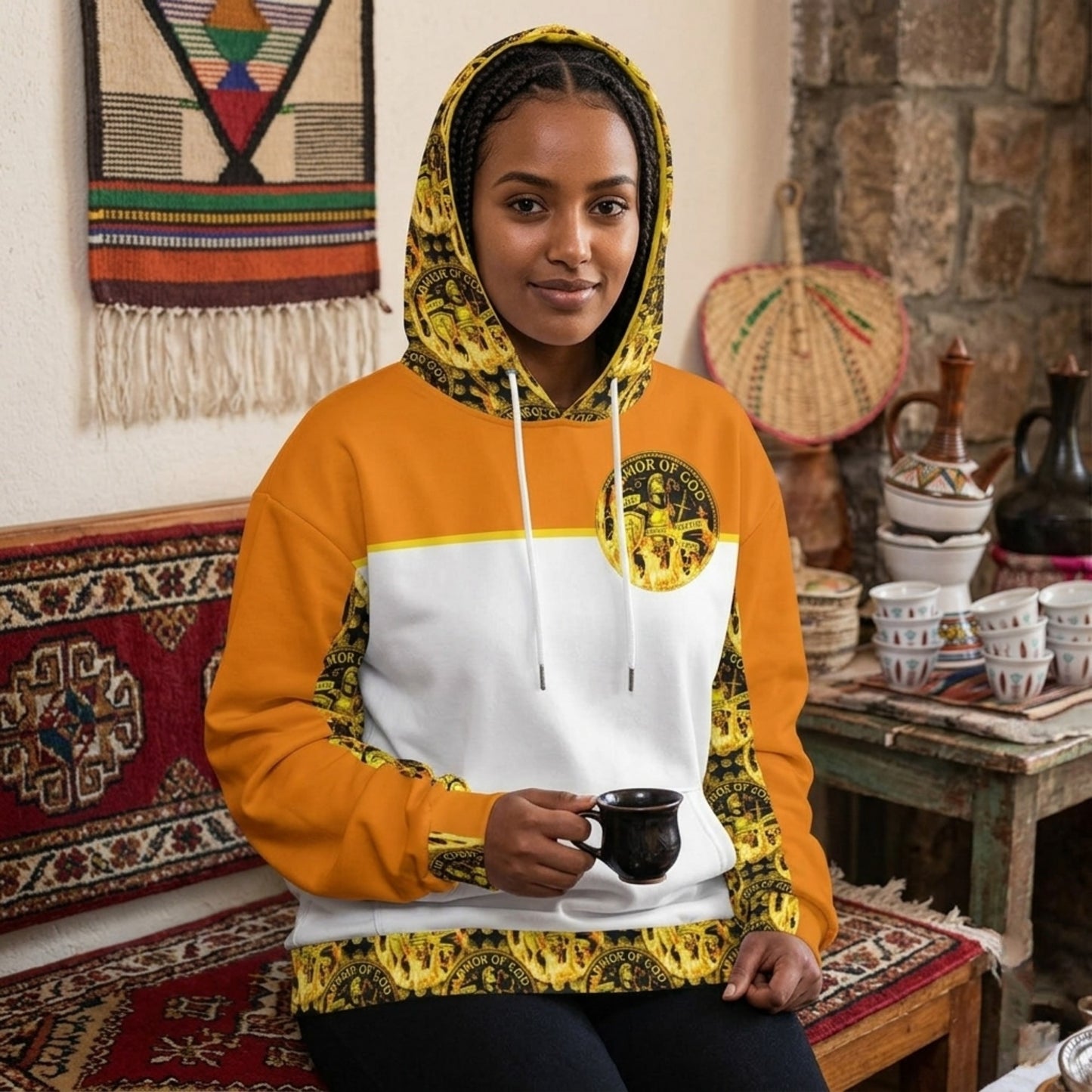 ARMOR OF GOD 01 Ladies Designer Drop Shoulder Hoodie