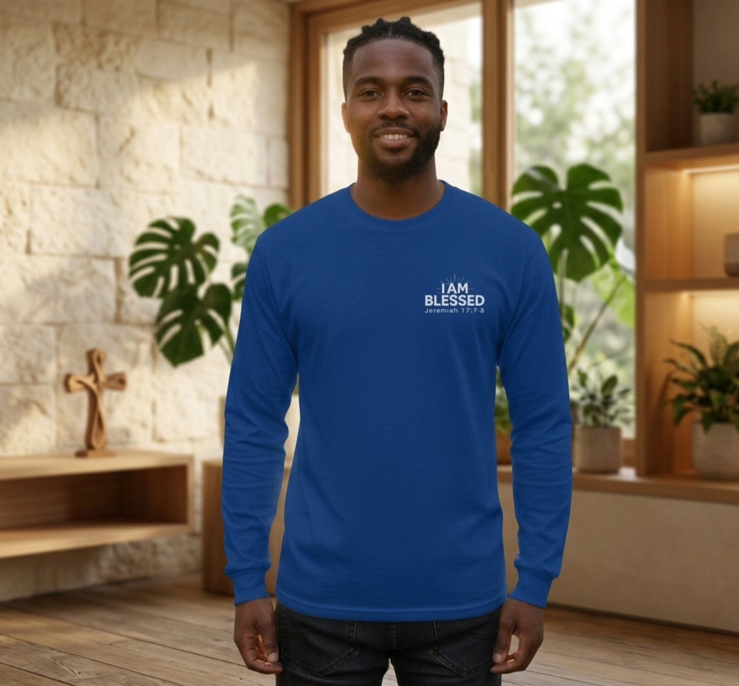 I AM BLESSED 01-01 Designer American Apparel Unisex Long Sleeve Tee (4 colors)
