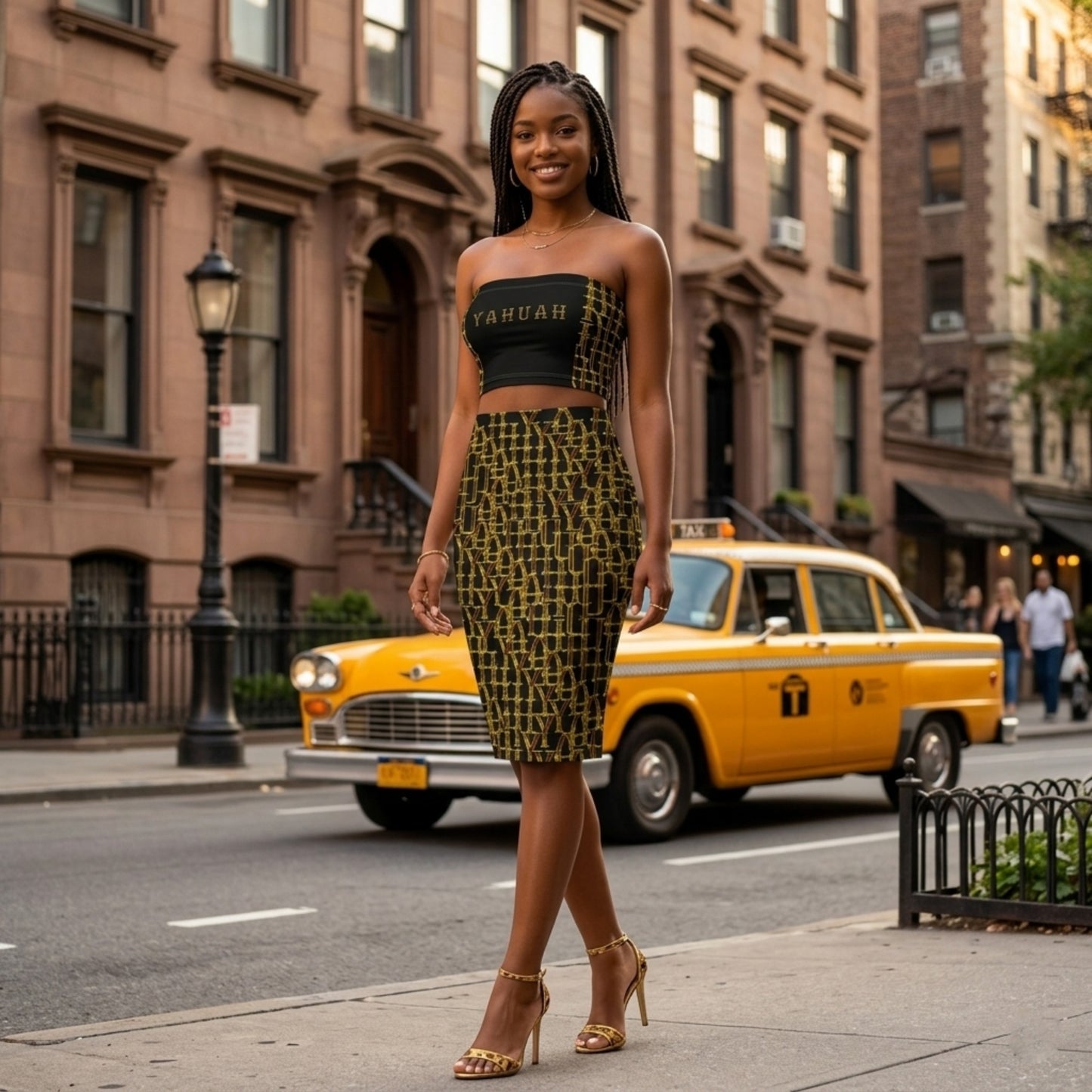 Camo Yahuah 02: Woven in Gold Pencil Skirt