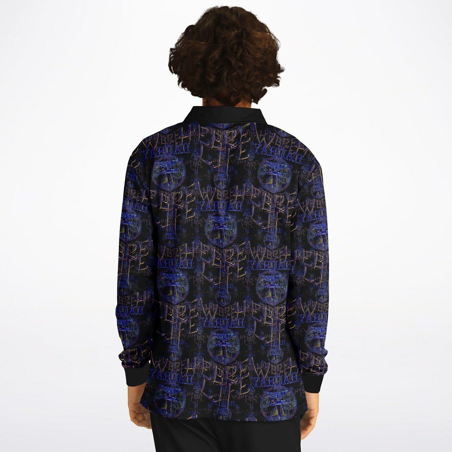 Hebrew Life 01-02 Men’s Designer Long Sleeve Polo Shirt