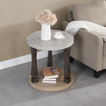 Charger l&#39;image dans la galerie, Mid-Century 2-Tier Round End Table with Storage Shelf, Antique Grey
