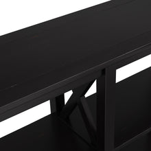 Cargar imagen en el visor de la galería, TREXM Sofa Table with 3-Tier Open Storage Spaces and &quot;X&quot; Legs (Black)
