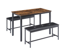 Cargar imagen en el visor de la galería, Barstool Industrial Style Dining Table Set with 2 PU Upholstered Benches (Rustic Brown)
