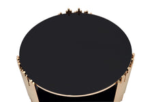 Cargar imagen en el visor de la galería, ACME Tanquin Round Drum Coffee Table in Gold &amp; Black Glass
