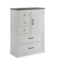 Charger l&#39;image dans la galerie, Farmhouse Rustic Wood 5 Drawer Tall Chest of Drawers, White
