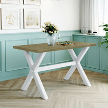 Carica l&#39;immagine nel visualizzatore di Gallery, TOPMAX Farmhouse Rustic Wood Kitchen Dining Table with X-shape Legs, Gray Green

