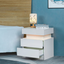 Charger l&#39;image dans la galerie, LED Nightstand with 2 High Gloss Drawers
