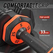 Carica l&#39;immagine nel visualizzatore di Gallery, 25lbs 5 in 1 Single Adjustable Dumbbell Free Weight with Anti-Slip Metal Handle
