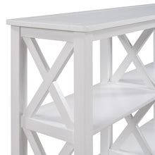 Cargar imagen en el visor de la galería, TREXM Sofa Table with 3-Tier Open Storage Spaces and &quot;X&quot; Legs (White)
