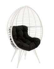 Charger l&#39;image dans la galerie, ACME Galzed Black Fabric &amp; White Wicker Patio Lounge Chair
