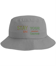 Carica l&#39;immagine nel visualizzatore di Gallery, STAY IN YOUR lane 01-01 Designer Unisex Embroidered Cotton Twill Bucket Hat (6 Colors)
