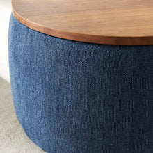 Carica l&#39;immagine nel visualizzatore di Gallery, Round Storage Ottoman, 2 in 1 Function, Works as End Table or Ottoman, Navy
